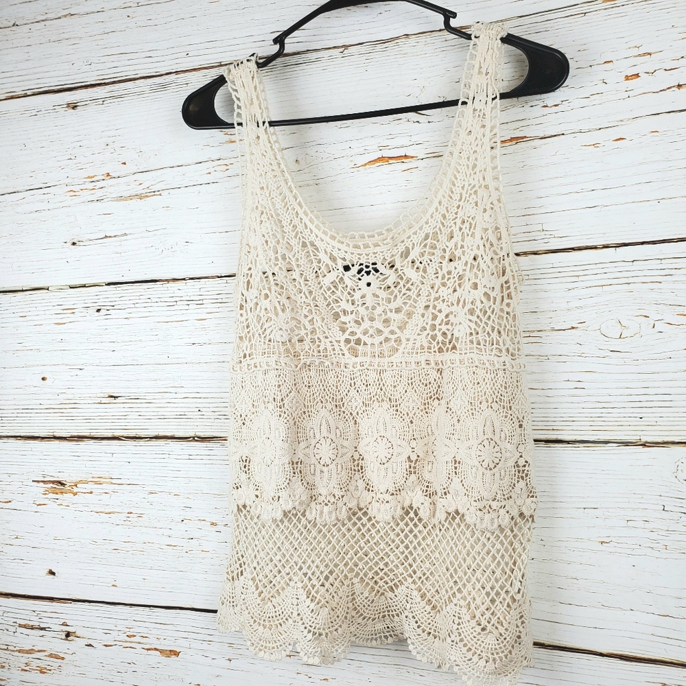 American Eagle Outfitters Crochet Lace Tank Top - Picture 2 of 4